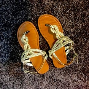 Faded Glory Gold sandals size 3